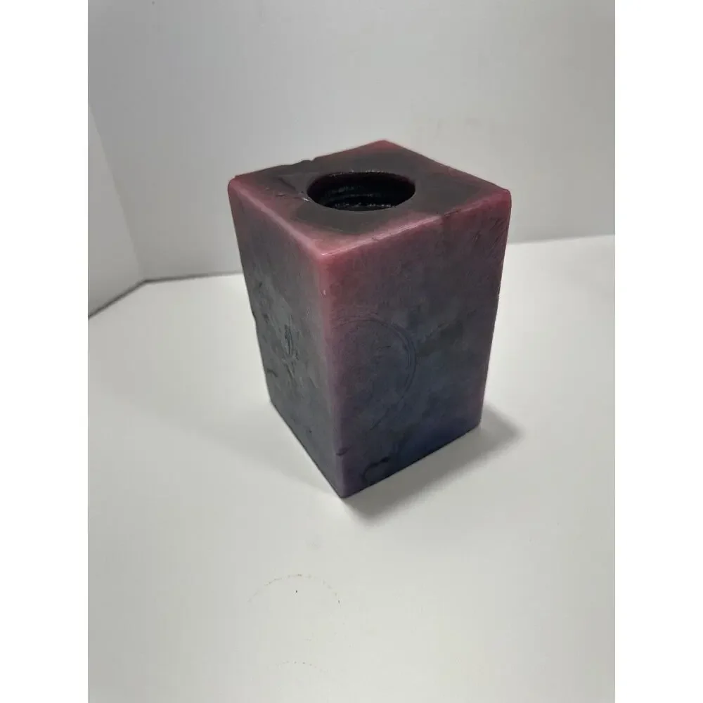 Sunset Mountains Square Pillar Candle Scented Hand Crafted USA Red Bordeaux VTG‎